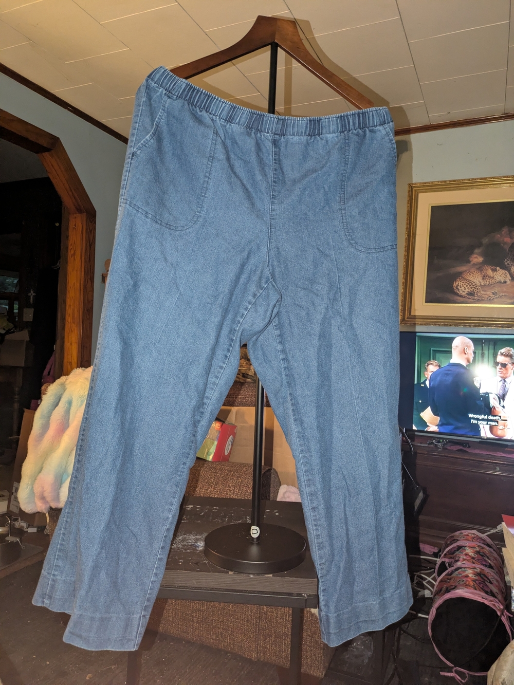 Women’s Elastic Waistlight Blue Jean Pants White Stag Brand Size LG 12-14
